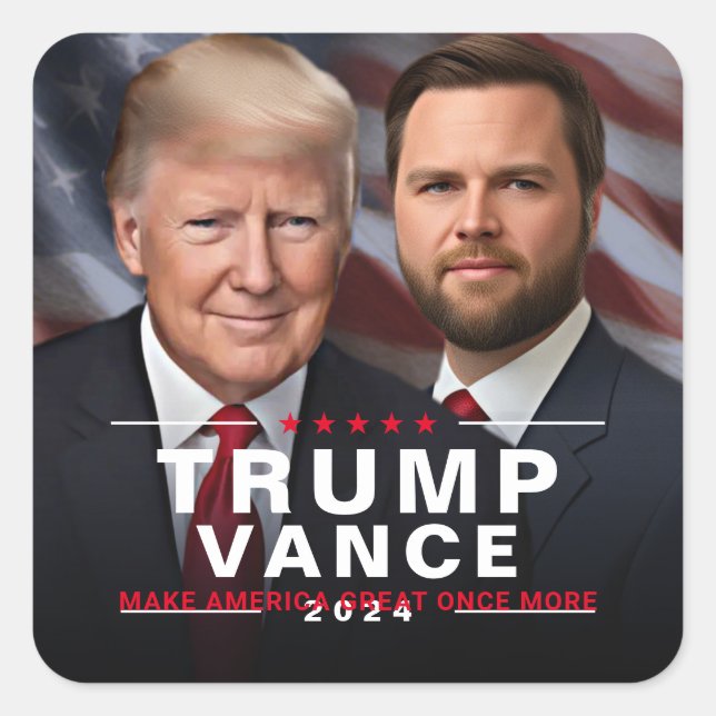 Trump Vance 2024 President VP Campaign    Square Sticker (Front)