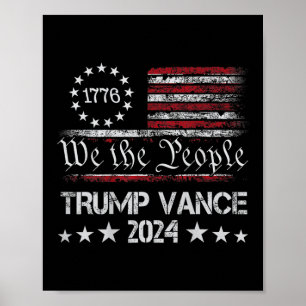 Trump Vance 2024 Retro Stripe Trump Jd Vance (on B Poster
