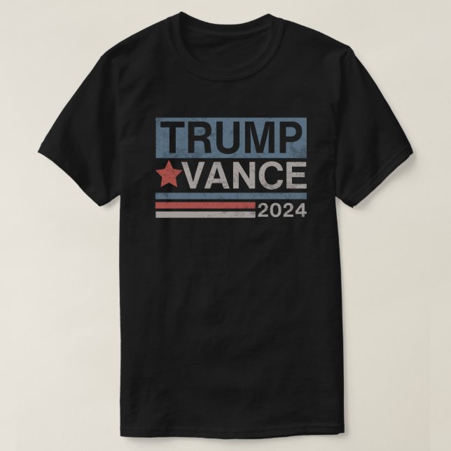 Trump Vance 2024 Retro Stripe Trump  T-Shirt (Design Front)