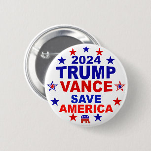 Trump Vance 2024 Save America 6 Cm Round Badge