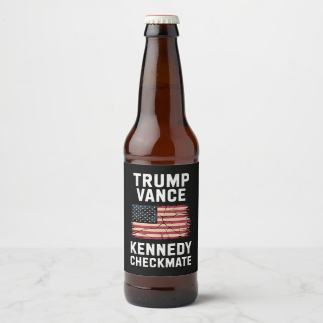 Trump Vance 2024 Trump Vance Kennedy Checkmate Beer Bottle Label (Front)