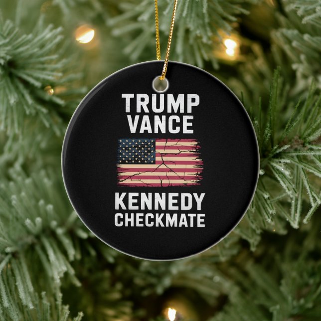 Trump Vance 2024 Trump Vance Kennedy Checkmate Ceramic Ornament (Tree)