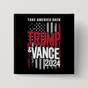 Trump Vance 2024 US Flag Take America Back 15 Cm Square Badge