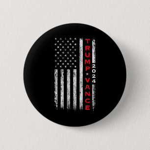 Trump Vance 2024 Vintage Subdued Vertical Flag 6 Cm Round Badge