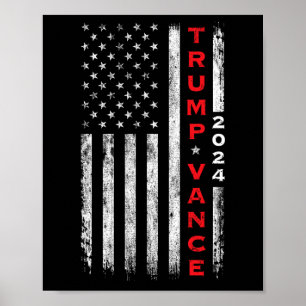 Trump Vance 2024 Vintage Subdued Vertical Flag  Poster