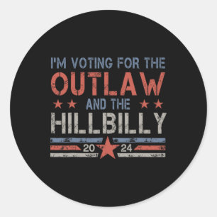 Trump Vance 2025 Donald Trump J D Vance Outlaw Hil Classic Round Sticker