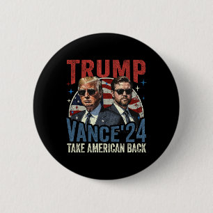 Trump Vance 2025 Donald Trump J.d. Vance Take Amer 6 Cm Round Badge