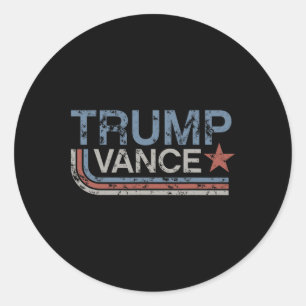 Trump Vance 2025 Vintage Grunge Retro Stripe Retro Classic Round Sticker