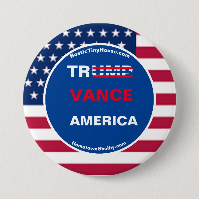 TRUMP VANCE AMERICA 7.5 CM ROUND BADGE (Front)