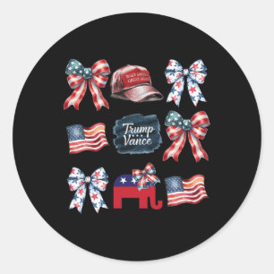 Trump Vance Bow Coquette Vote Presidential 2024 El Classic Round Sticker