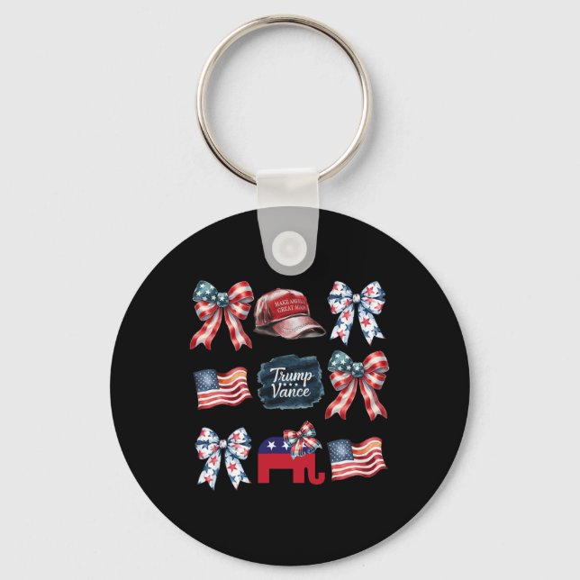 Trump Vance Bow Coquette Vote Presidential 2024 El Key Ring (Front)