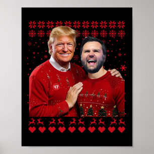 Trump Vance Brothers Funny Red Ugly Christmas Xmas Poster