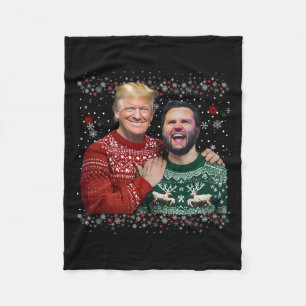 Trump Vance Brothers Funny Ugly Christmas Xmas Swe Fleece Blanket