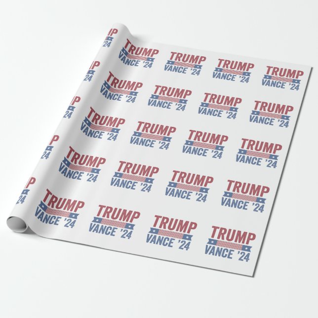 Trump Vance Election Ugly Christmas Sweater Wrapping Paper (Unrolled)