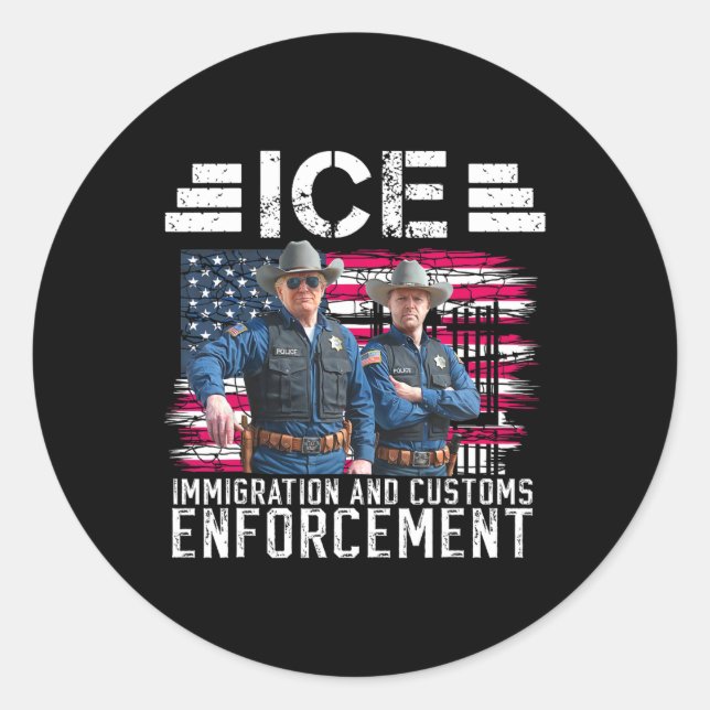 Trump Vance Ice Immigration And Customs Enforcemen Classic Round Sticker (Front)