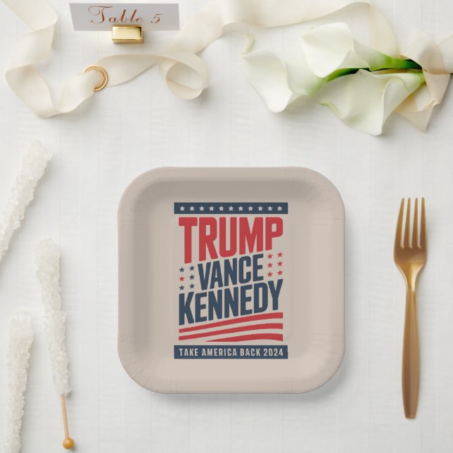 Trump Vance Kennedy Take America Back 2024  Paper Plate (Wedding)