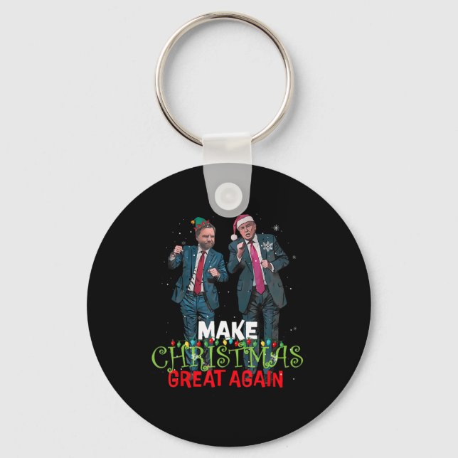 Trump Vance Make Christmas Great Again Daddy's Hom Key Ring (Front)