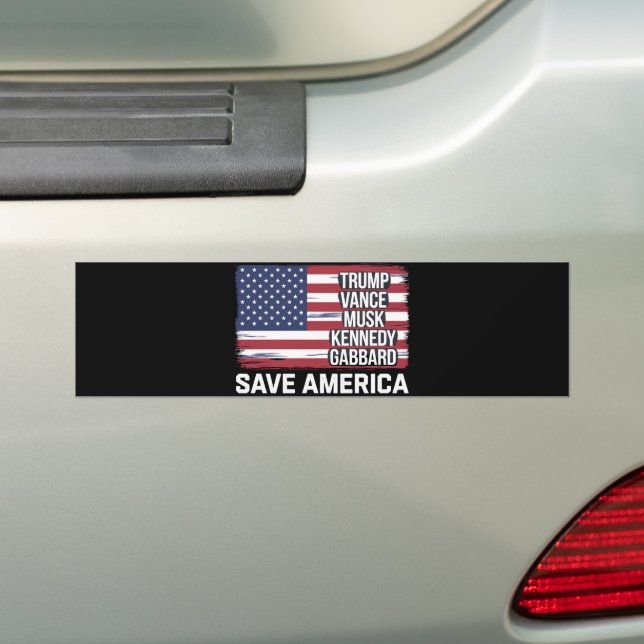 Trump Vance Musk Kennedy Gabbard 2024 Save America Bumper Sticker (On Car)