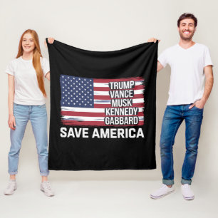 Trump Vance Musk Kennedy Gabbard 2024 Save America Fleece Blanket