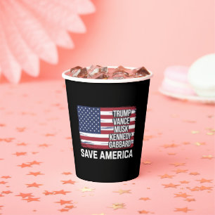 Trump Vance Musk Kennedy Gabbard 2024 Save America Paper Cups