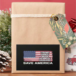 Trump Vance Musk Kennedy Gabbard 2024 Save America Rectangular Sticker