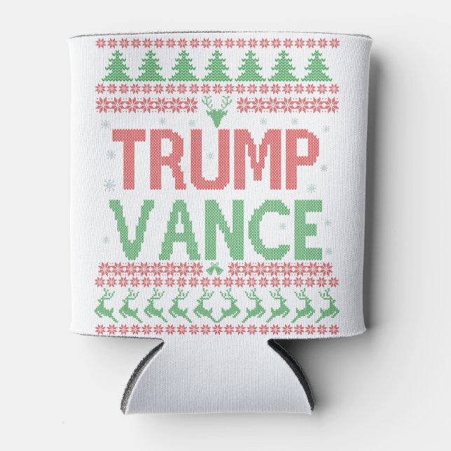 Trump Vance Republican Ugly Christmas Sweater Xmas Can Cooler (Front)