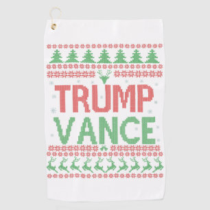 Trump Vance Republican Ugly Christmas Sweater Xmas Golf Towel