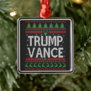 Trump Vance Republican Ugly Christmas Sweater Xmas Metal Ornament