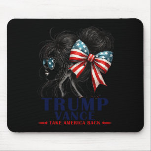 Trump Vance Take America Back 2024 Messy Bun Girl Mouse Pad