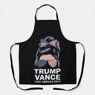 Trump Vance Take America Back Messy Bun Girl Apron