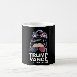 Trump Vance Take America Back Messy Bun Girl Coffee Mug