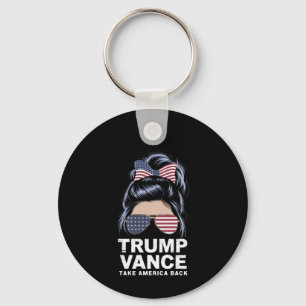 Trump Vance Take America Back Messy Bun Girl Key Ring