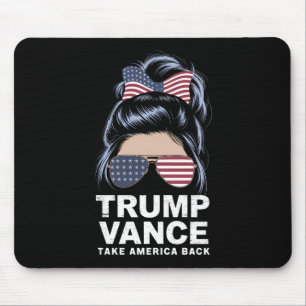 Trump Vance Take America Back Messy Bun Girl Mouse Pad