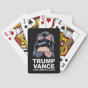 Trump Vance Take America Back Messy Bun Girl Playing Cards