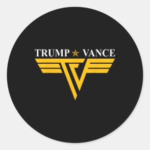 Trump Vance Tv Rocker Gold Logo Vintage President Classic Round Sticker