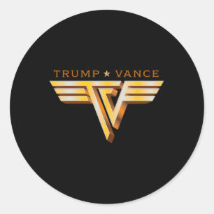 Trump Vance Tv Rocker Gold Logo Vintage Trump Vanc Classic Round Sticker