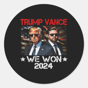 Trump Vance We Won Win Inauguration Day 2025 47th Classic Round Sticker