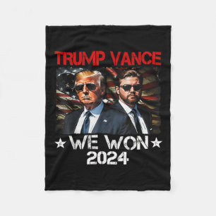 Trump Vance We Won Win Inauguration Day 2025 47th Fleece Blanket