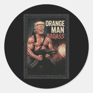 Trump Vintage 80s Action Hero – Funny Novelty Shir Classic Round Sticker
