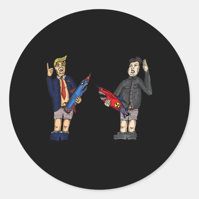 Trump Vs. Kim Jong-un 2020 Whose Rocket Is Bigger  Classic Round Sticker (Front)