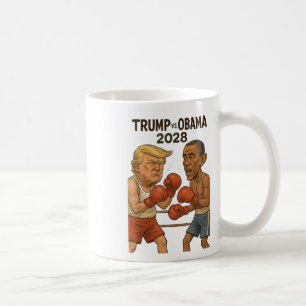 Trump Vs Obama 2028 Boxing Match Funny Coffee Mug
