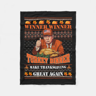 Trump Winner Funny Winner Turkey Dinner Thanksgivi Fleece Blanket