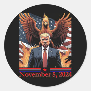 Trump Wins 2025 Pcute Ss Cute Ssnix Rising From Th Classic Round Sticker
