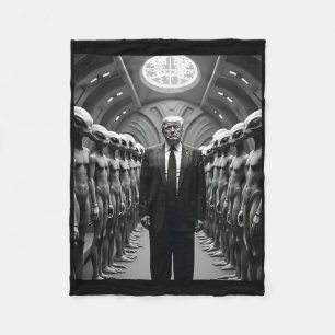 Trump With Aliens Conspiracy Theory Ufo Visitation Fleece Blanket