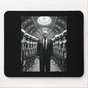 Trump With Aliens Conspiracy Theory Ufo Visitation Mouse Pad