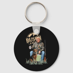 Trump With Dog Duck Waterfowl Hunting Camo Preside Key Ring