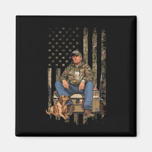 Trump With Dog Duck Waterfowl Hunting Camo Preside Magnet