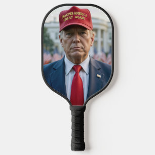 Trump With Red MAGA Hat Pickleball Paddle