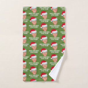 Trump with Santa Hat - Make Christmas Great Again Hand Towel