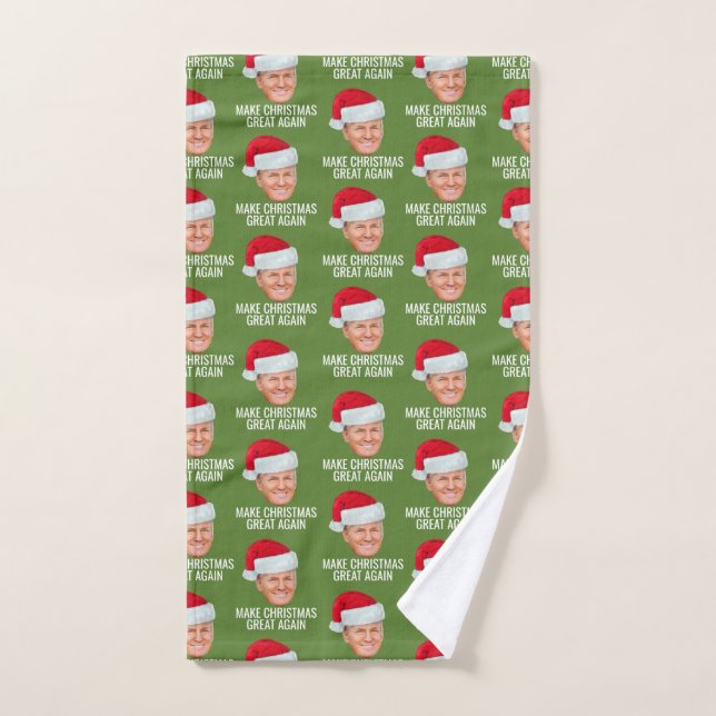 Trump with Santa Hat - Make Christmas Great Again Hand Towel (Hand Towel)